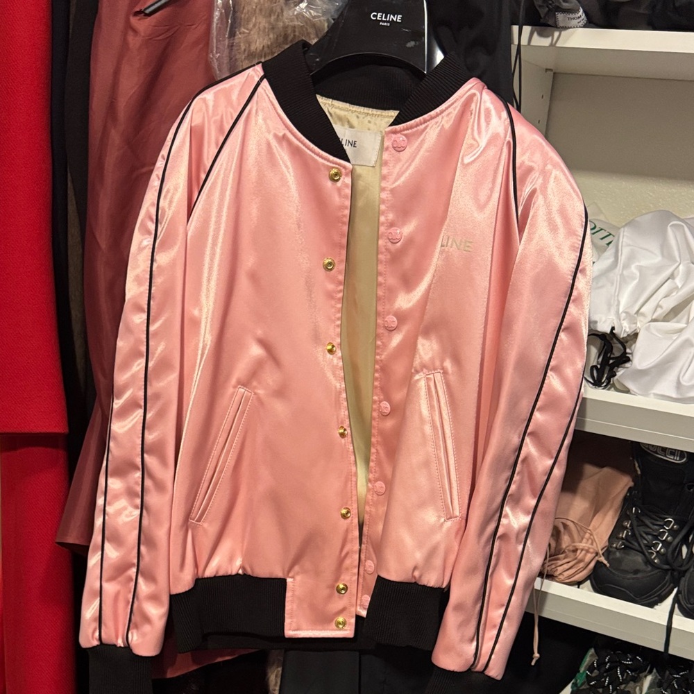 Celine Blush Satin Bomber Jacket - Picture 5 of 6